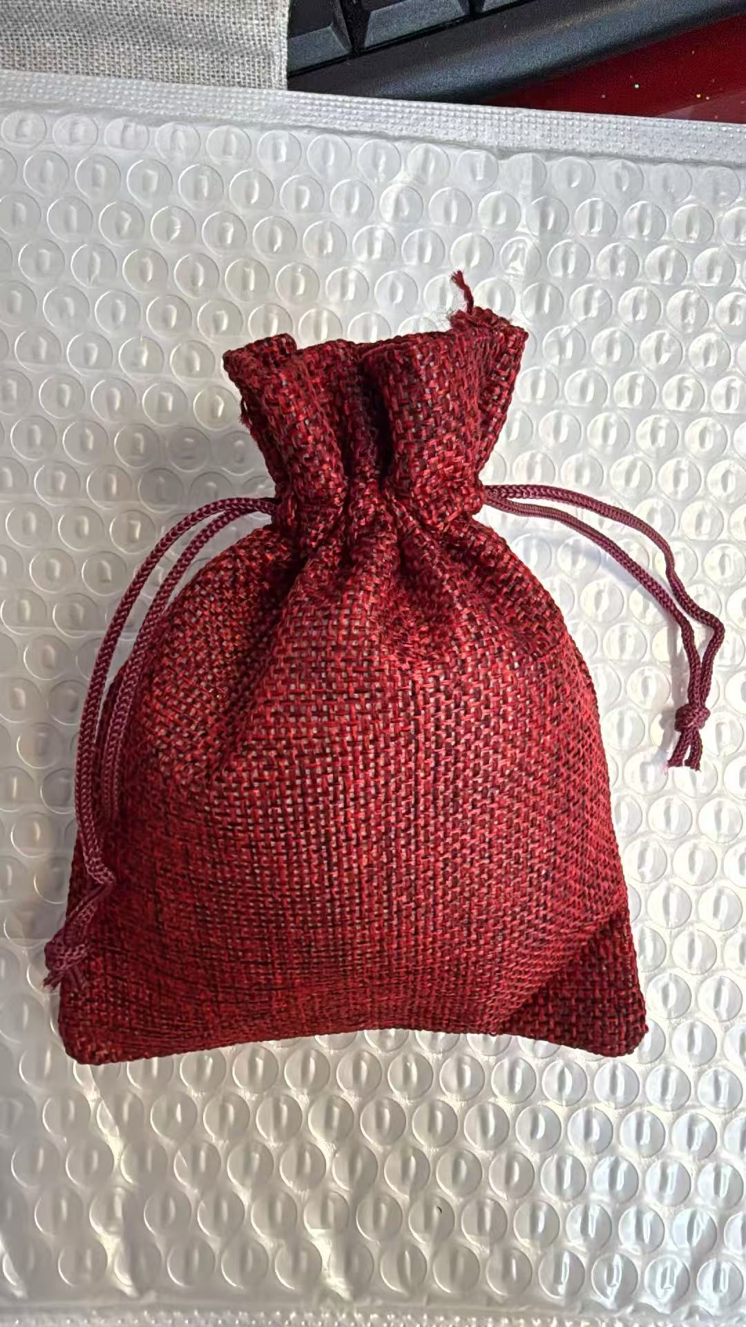 Red Linen Drawstring Bag 3.9x5.5in (Pack of 50)