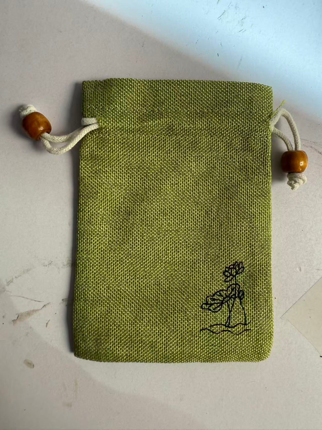 Green Burlap Drawstring Bag 3.9x5.5in (Pack of 50)