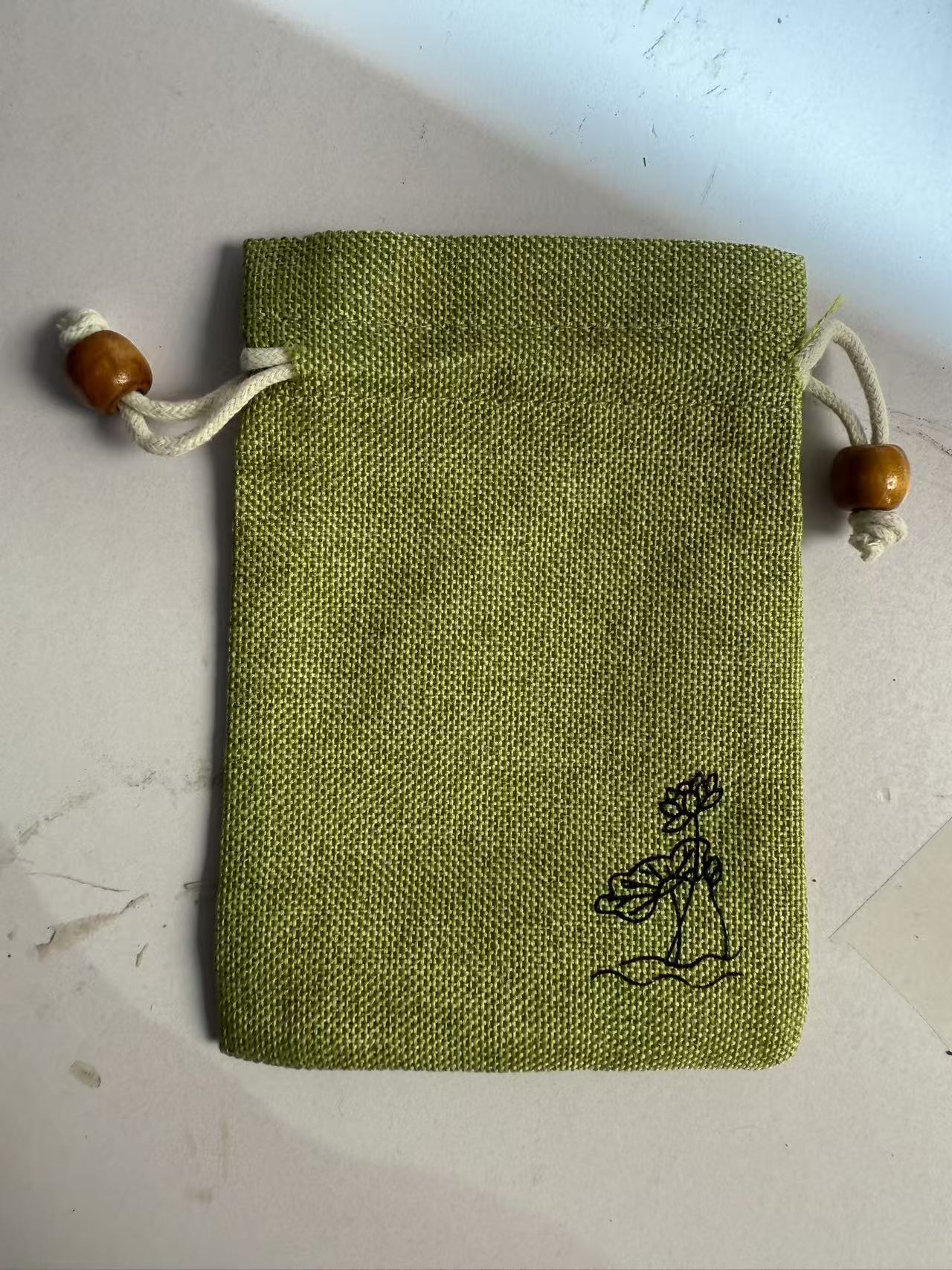 Green Burlap Drawstring Bag 3.9x5.5in (Pack of 50)