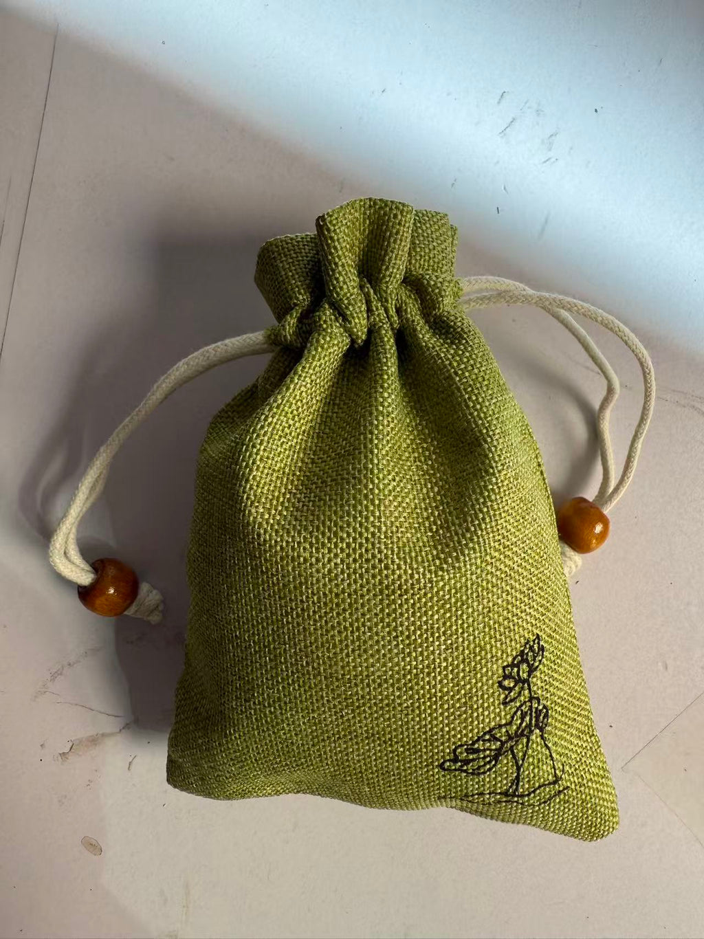 Green Burlap Drawstring Bag 3.9x5.5in (Pack of 50)