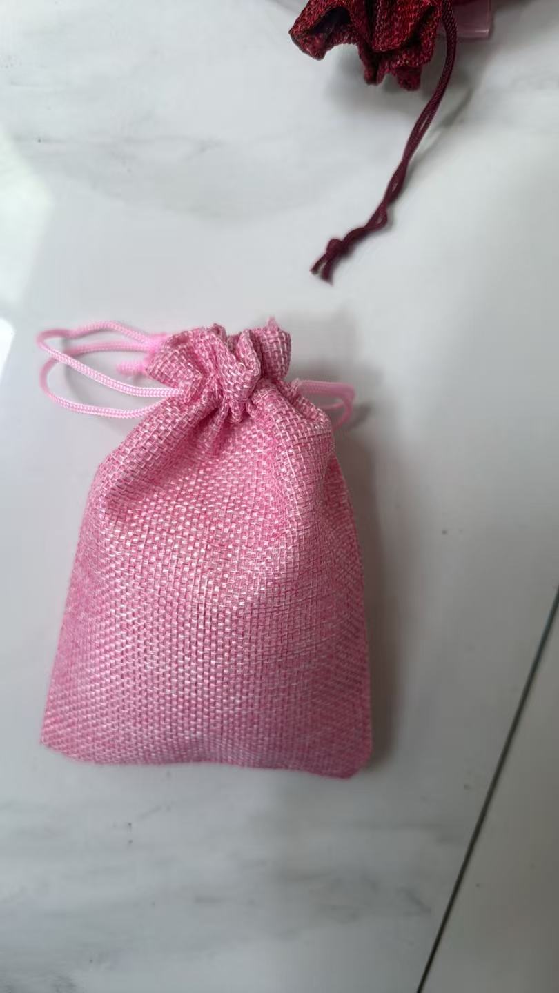 Linen Drawstring Bags - Mixed Colors (Burgundy/White/Pink)