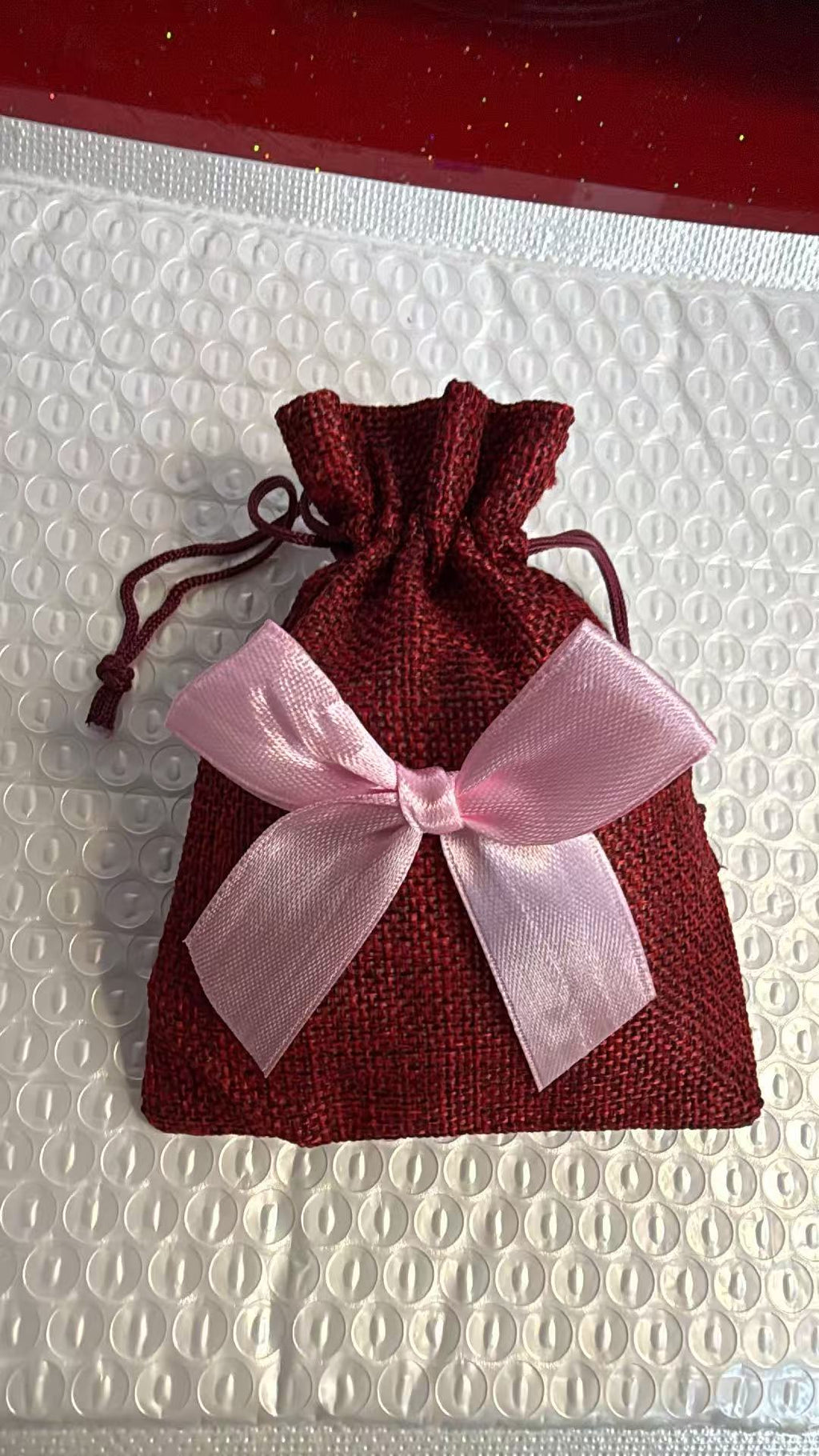 Linen Bow Drawstring Bag 3.9x5.5in (Pack of 50)