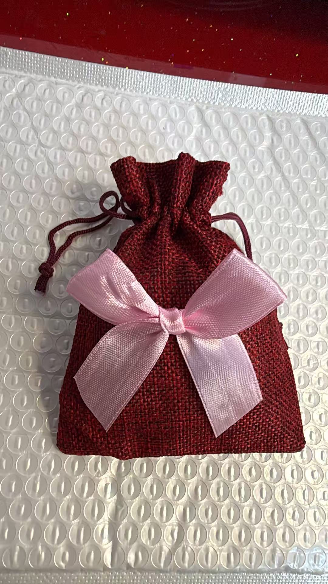 Linen Bow Drawstring Bag 3.9x5.5in (Pack of 50)
